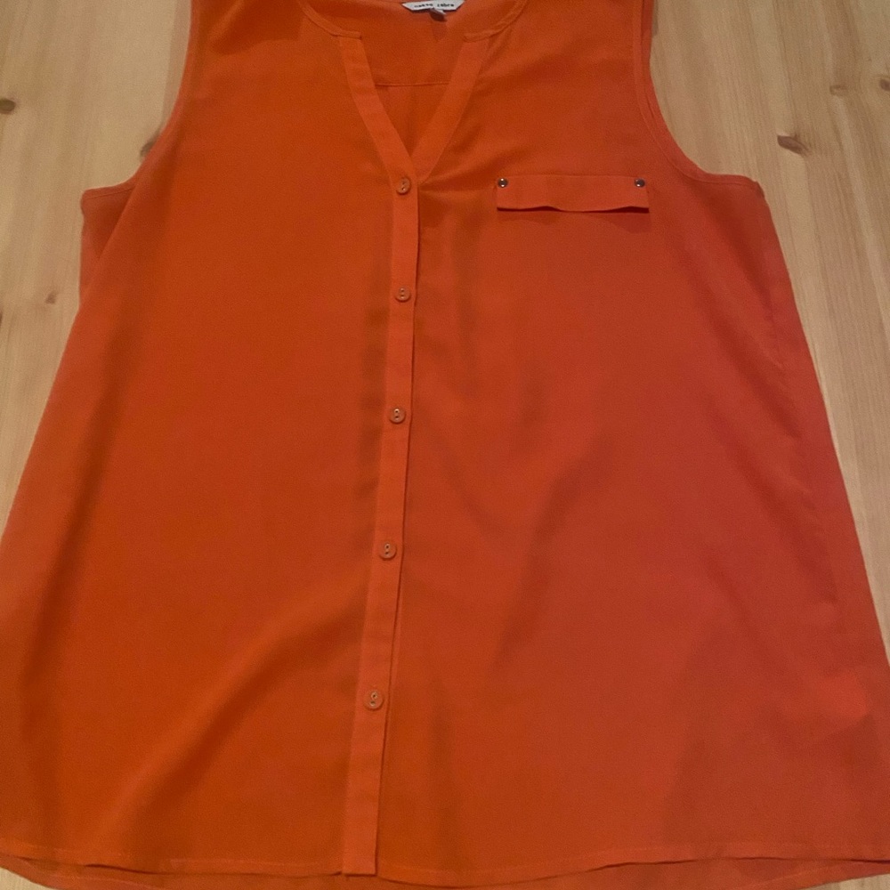 Orange Sleeveless Blouse
